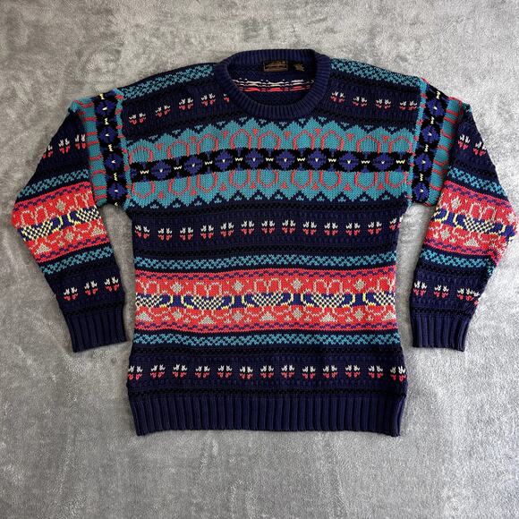 Vintage Eddie Bauer Sweater Women's L Bold Patterned Outdoor Layers - Picture 1 of 16